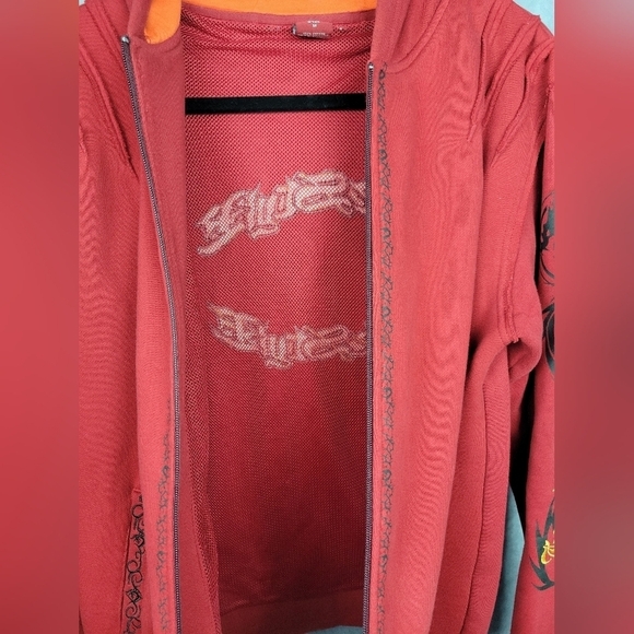 G_TOX Embroidered Oversized Lined Cotton Hoodie Red Men’s M - Picture 10 of 10